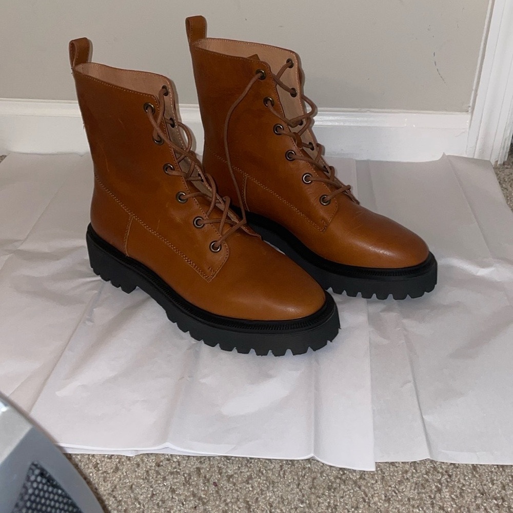 MADEWELL THE RAYNA LACE UP LEATHER BOOTIES